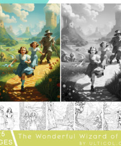 The Wonderful Wizard of Oz Grayscale Coloring Pages