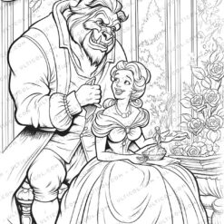 Beauty and the Beast Grayscale Coloring Pages