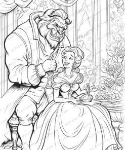 Beauty and the Beast Grayscale Coloring Pages