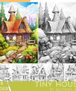 Tiny House Grayscale Coloring Pages