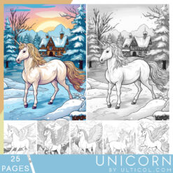 Unicorn Grayscale Coloring Pages