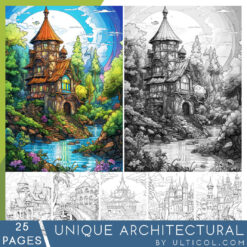 Unique Architectural Grayscale Coloring Pages