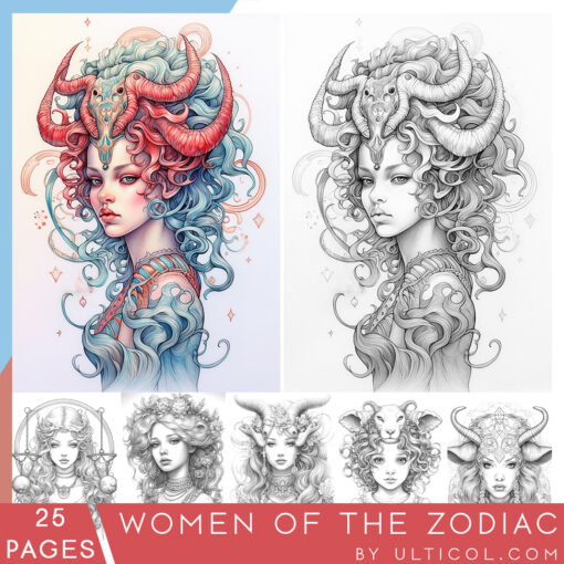 Women of the Zodiac Signs Coloring Book