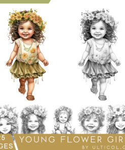 Young Flower Girls Coloring Book