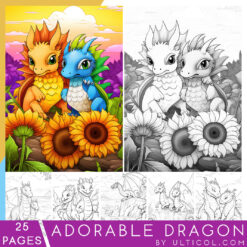 25 Adorable Dragon Grayscale Coloring Pages