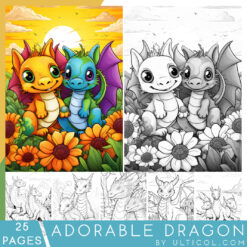25 Cute Dragon Grayscale Coloring Pages