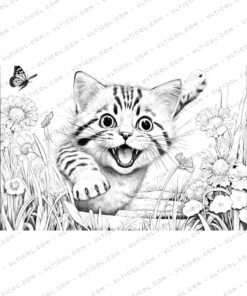 Cat Grayscale Coloring Pages