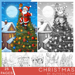 Christmas Grayscale Coloring Pages