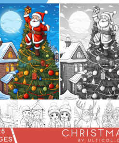 Christmas Grayscale Coloring Pages