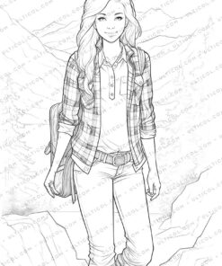 Autumn Fashion Grayscale Coloring Pages