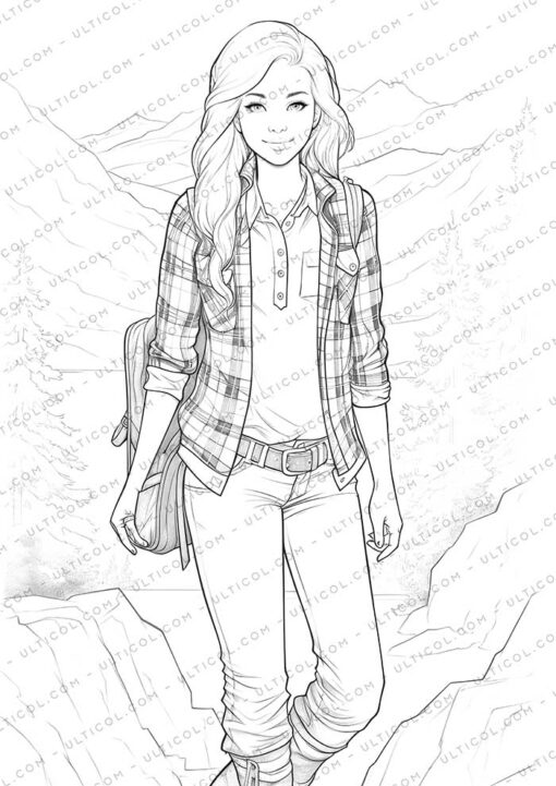 Autumn Fashion Grayscale Coloring Pages