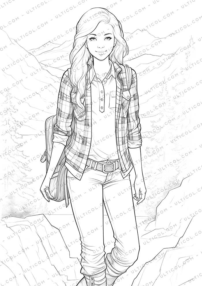 Autumn Fashion Grayscale Coloring Pages