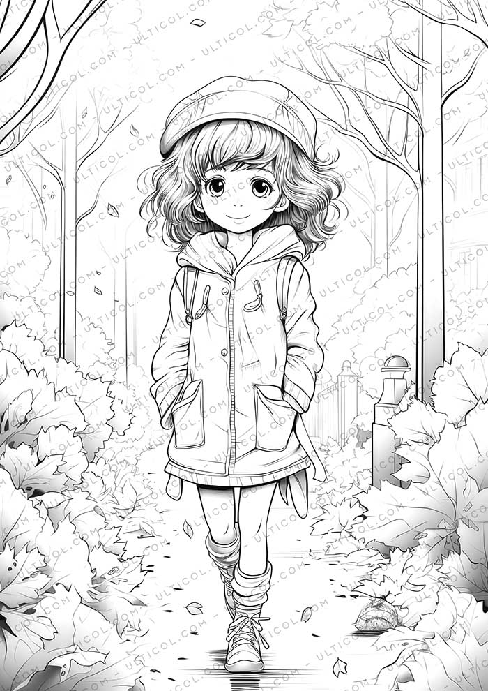 Autumn Girl Coloring Pages