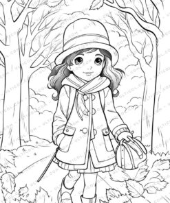Autumn Fashion Grayscale Coloring Pages