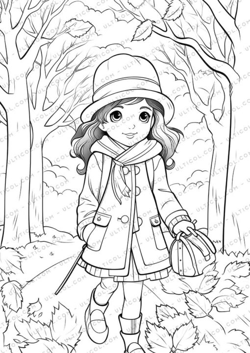 Autumn Fashion Grayscale Coloring Pages