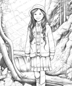 Autumn Fashion Grayscale Coloring Pages