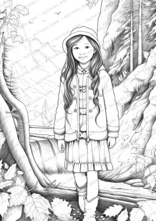 Autumn Fashion Grayscale Coloring Pages