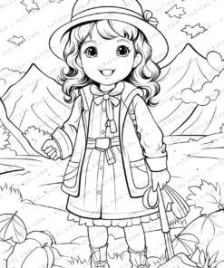 Autumn Fashion Grayscale Coloring Pages