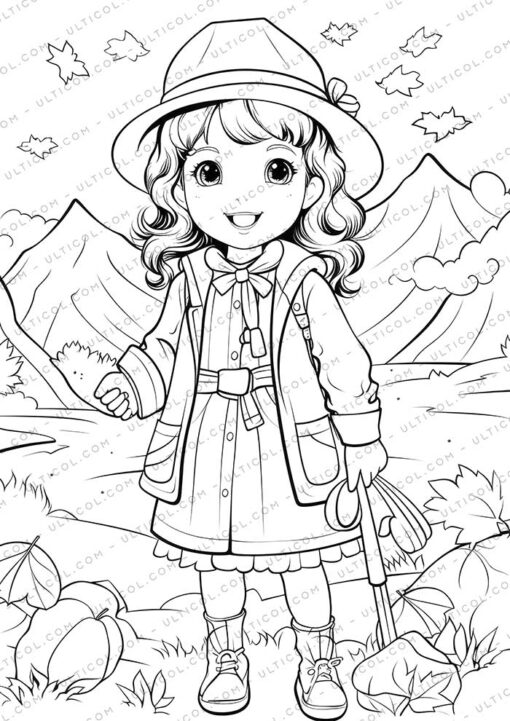 Autumn Fashion Grayscale Coloring Pages