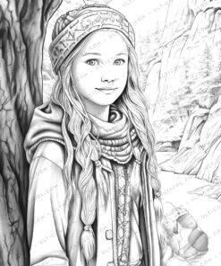 Autumn Fashion Grayscale Coloring Pages