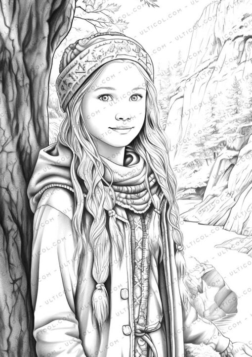Autumn Fashion Grayscale Coloring Pages