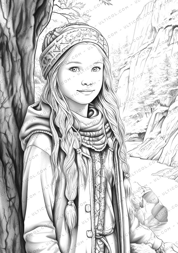Autumn Fashion Grayscale Coloring Pages