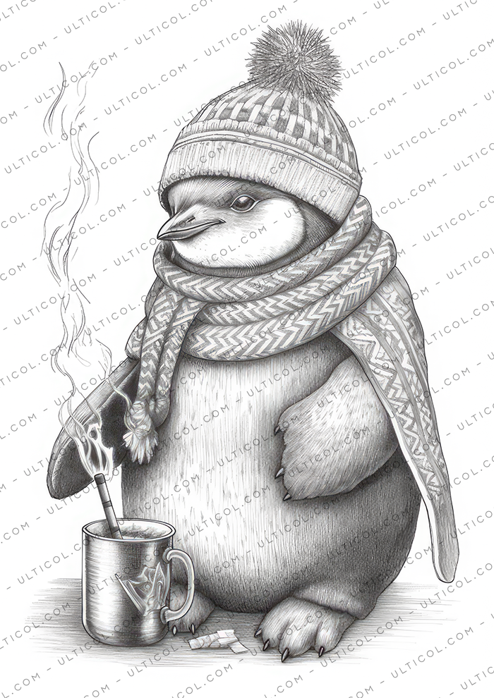 Christmas Animals Coloring Book, Adults & Kids Coloring