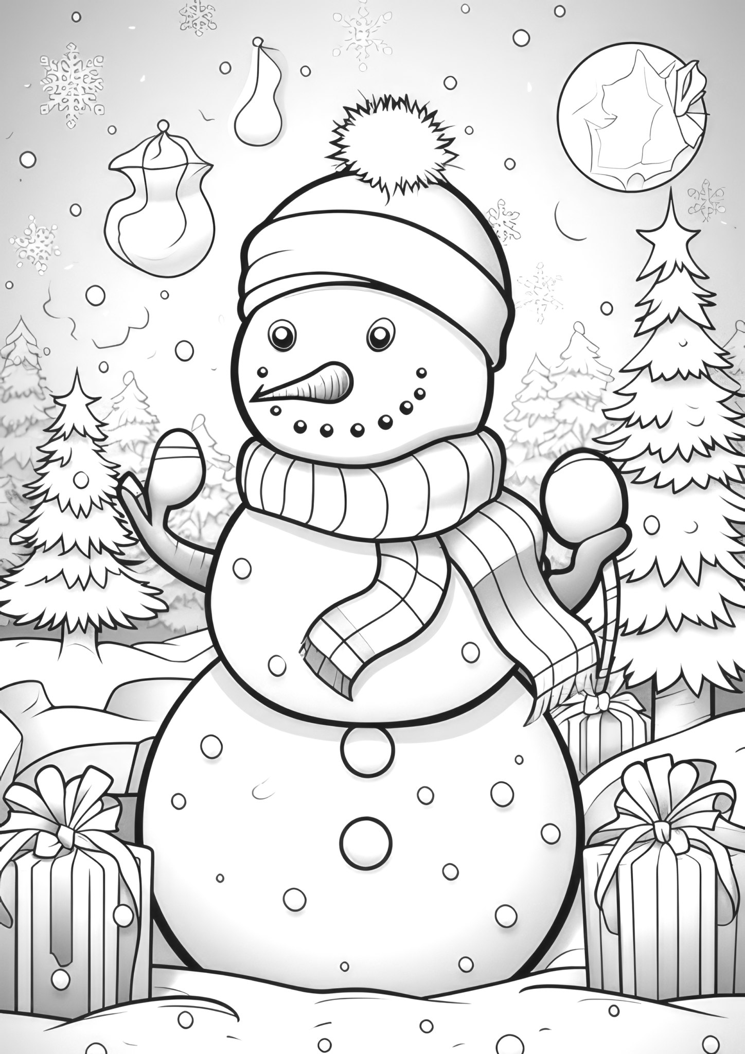 Christmas Snowman Coloring Book, Printable Xmas Noel Holiday Coloring ...