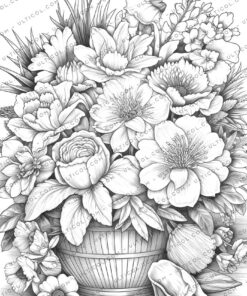 Floral Basket Coloring
