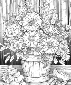 Floral Basket Coloring