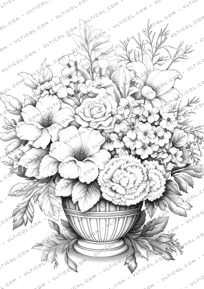 Floral Basket Coloring