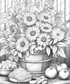 Floral Basket Coloring