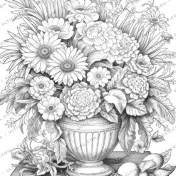 Floral Basket Coloring