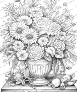 Floral Basket Coloring