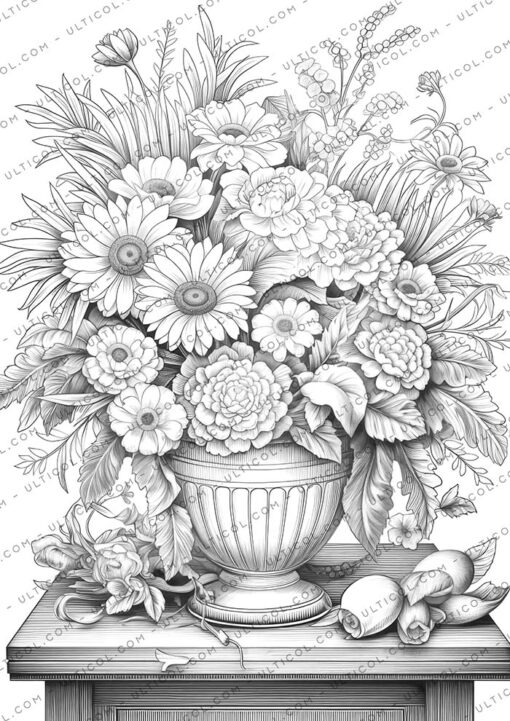 Floral Basket Coloring