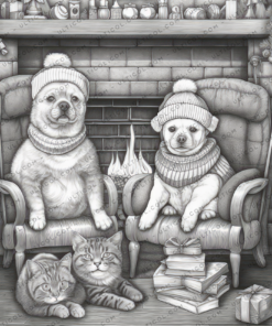 Christmas Animals Coloring Book, Adults & Kids Coloring