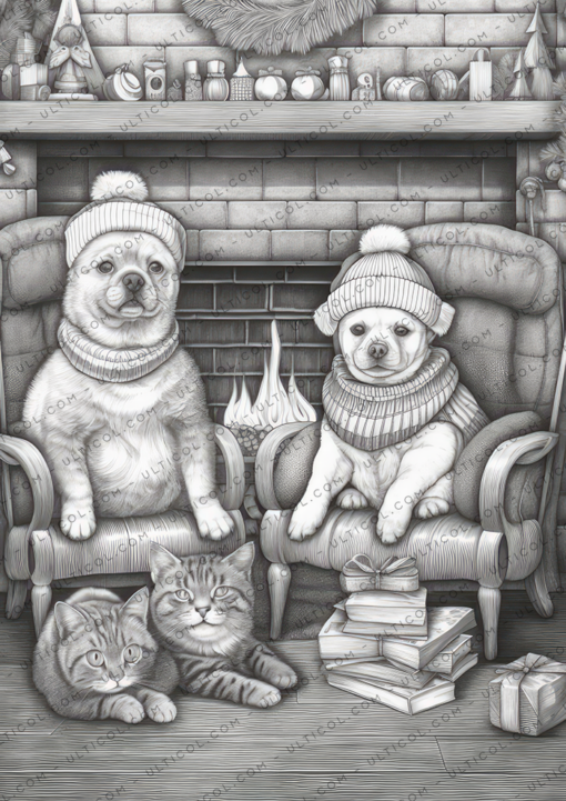 Christmas Animals Coloring Book, Adults & Kids Coloring