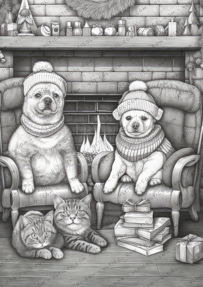 Christmas Animals Coloring Book, Adults & Kids Coloring