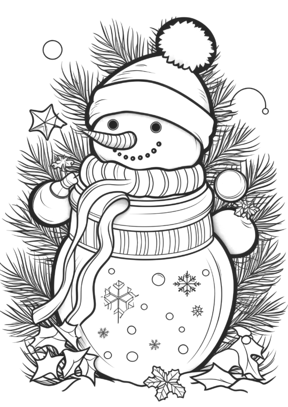 Christmas Snowman Coloring Book, Printable Xmas Noel Holiday Coloring ...