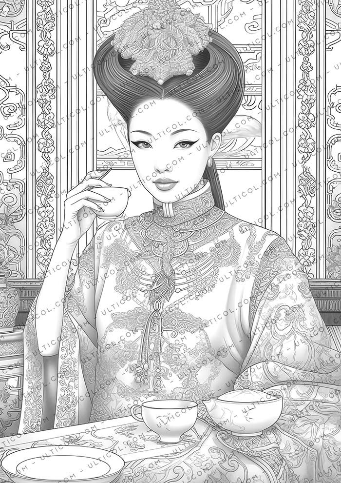 Beautiful Chinese Women Coloring