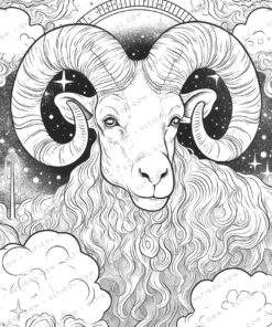 25 Aries zodiac Grayscale Coloring Pages