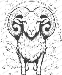 25 Aries zodiac Grayscale Coloring Pages