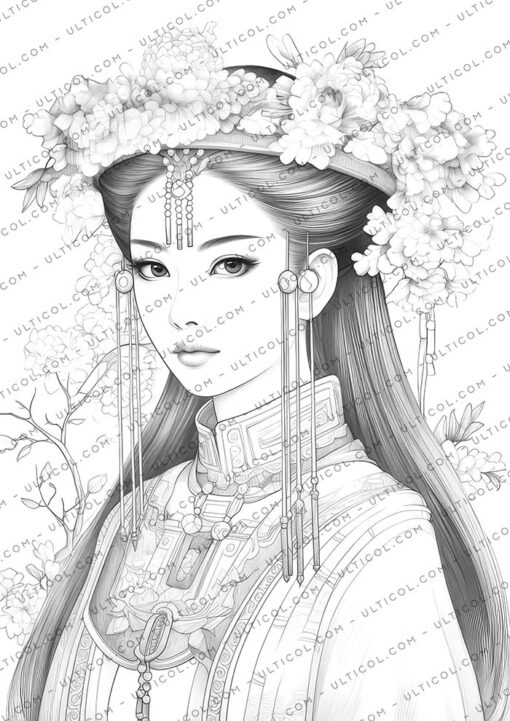 Beautiful Chinese Women Coloring