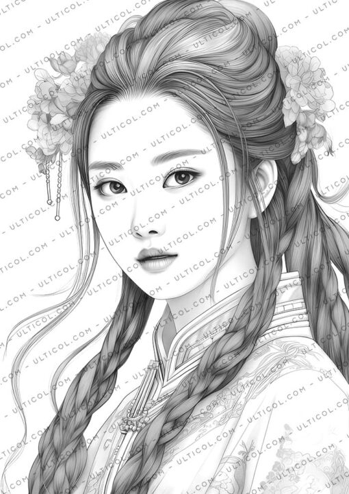 Beautiful Chinese Women Coloring