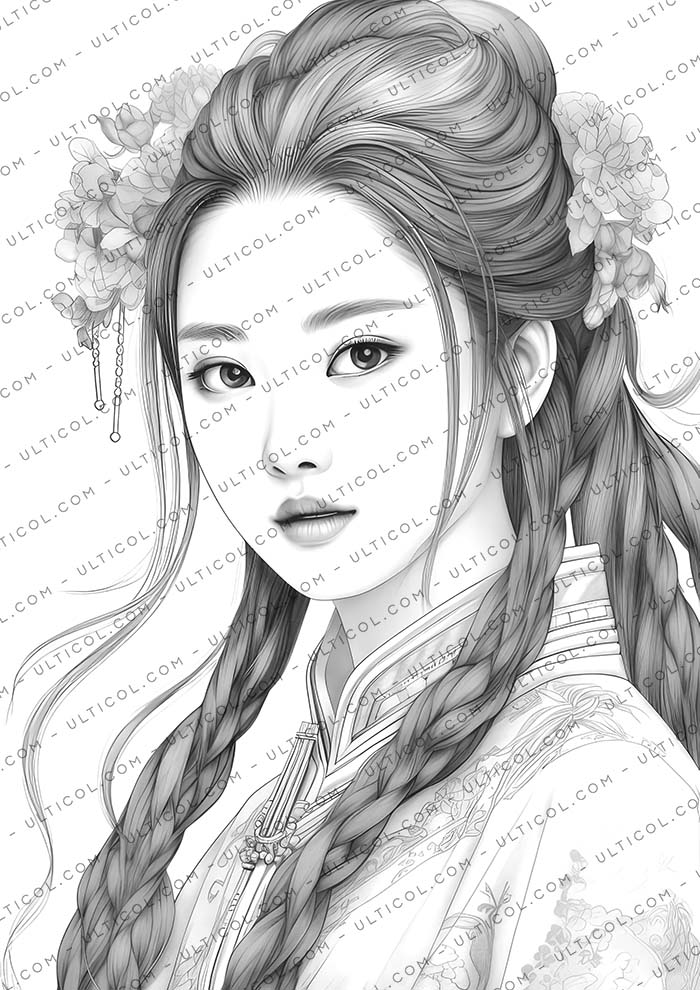 Beautiful Chinese Women Coloring