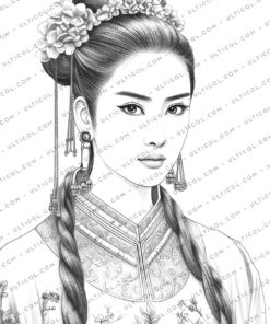 Beautiful Chinese Women Coloring