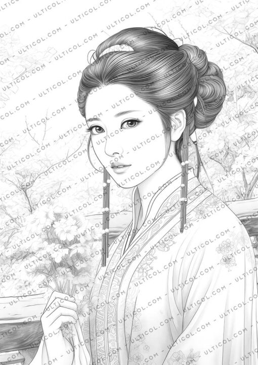 Beautiful Chinese Women Coloring