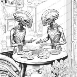 25 Alien Grayscale Coloring Pages