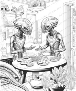 25 Alien Grayscale Coloring Pages