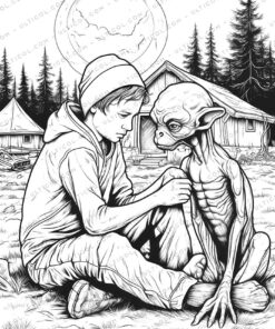 25 Alien Grayscale Coloring Pages